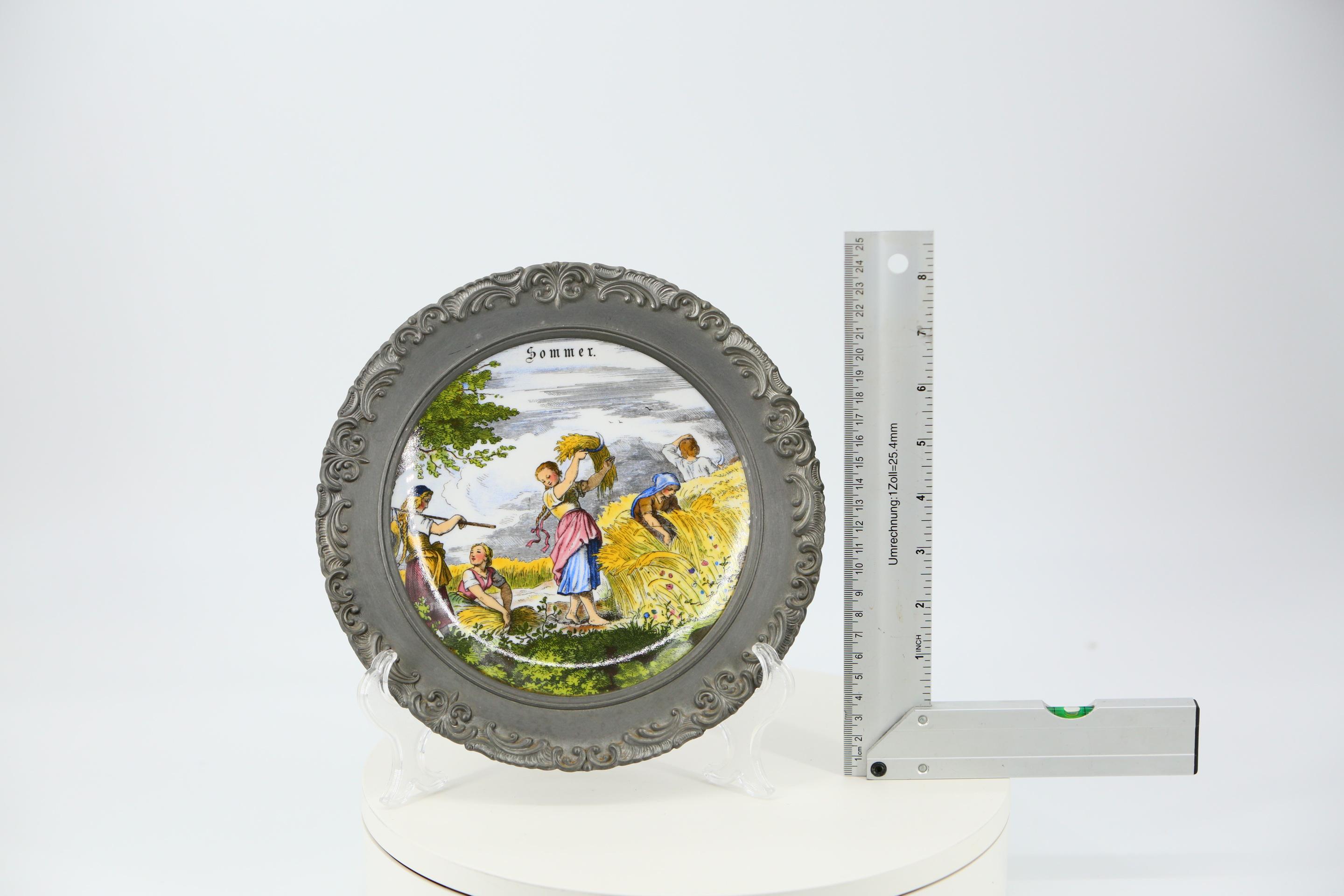 Seltmann Weiden Sommer Wall Plate, Porcelain and Pewter, Bavaria