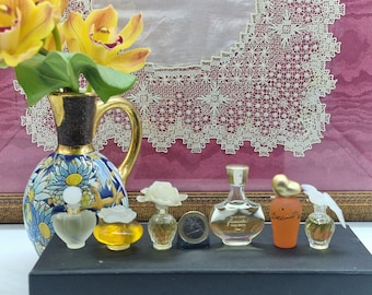 Set of 6 Vintage Perfume Miniatures, Nina Ricci Collectible Bottles: L'Air du Temps, Farouche, Capricci and Deci Dela, 1960s-1990s