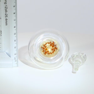 Flacon de Parfum en Verre Vintage, Cristal Soufflé avec Inclusion Botanique, Flacon de Toilette Années 90, Verre de Collection 9cm image 9