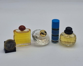 Yves Saint Laurent Perfume Miniatures – Opium, Paris, Baby Doll and Rive Gauche – Set of 4 Vintage Bottles