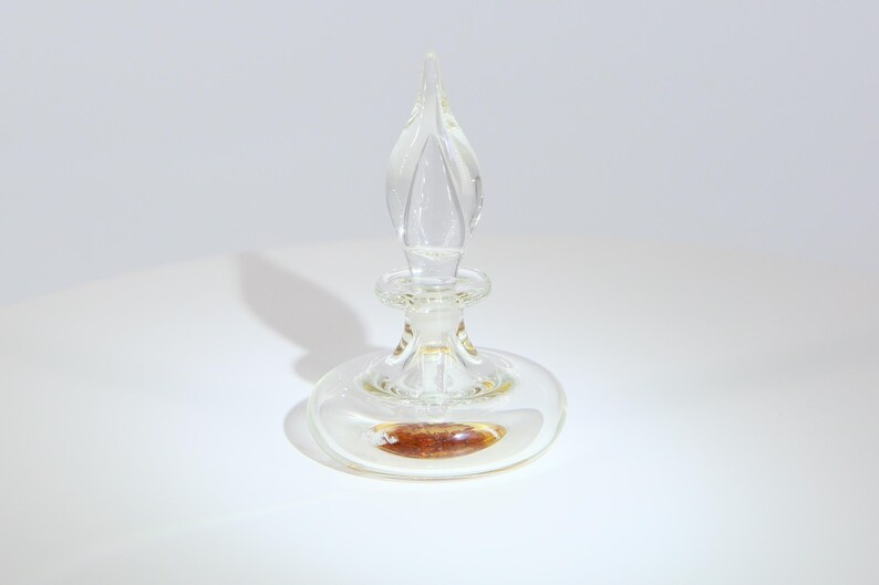 Flacon de Parfum en Verre Vintage, Cristal Soufflé avec Inclusion Botanique, Flacon de Toilette Années 90, Verre de Collection 9cm image 5