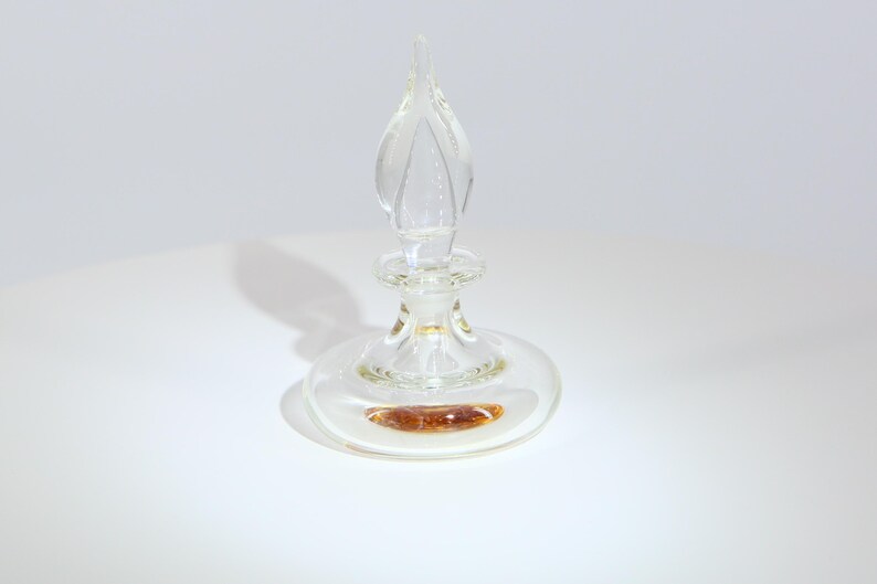 Flacon de Parfum en Verre Vintage, Cristal Soufflé avec Inclusion Botanique, Flacon de Toilette Années 90, Verre de Collection 9cm image 2