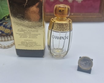 Frasco de perfume vazio raro da marca YSL Champagne com caixa original, item de colecionador Yves Saint Laurent de 1993 (pré-processo), 50ml, vidro vintage, decoração para penteadeira.