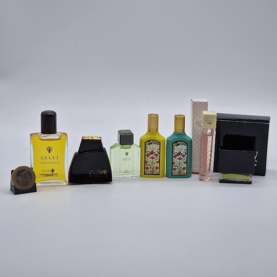 Set de Miniaturas de Perfume Gucci, Lote de Fragancias Vintage de 7 - Nobile, Envy for Men, L'Arte di Gucci, Flora Gorgeous