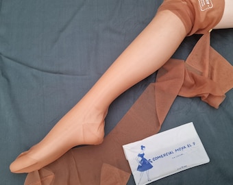 Seamless nylon stockings from Spain, 1960s, size 9 and 9.5