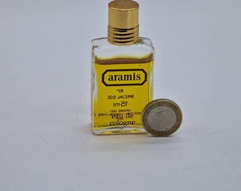 Vintage Aramis Eau de Cologne Miniature 15ml 0.5oz Perfume Bottle, Estee Lauder 1980s Collectible Fragrance for Men, Travel Size Splash