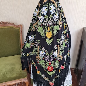 Hand painted silk shawl