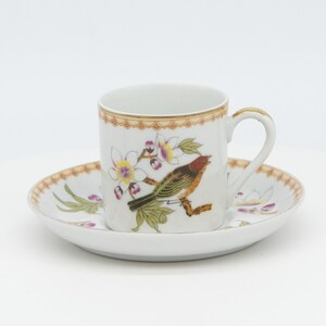 Vintage cup and saucer with flower and bird patterns, chinese garden, original diesign