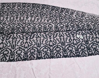 Mantille Espagnole Vintage en Soie Fait Main, Voile en Dentelle Noire Église Catholique, Voile de Mariée Traditionnel