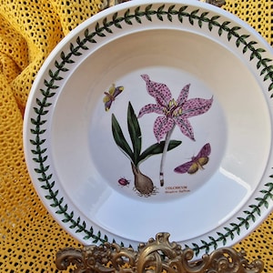 Plato Hondo Portmeirion Botanic Garden - Cuenco Colchicum 22cm, Vajilla Inglesa Vintage, Cerámica de Susan Williams-Ellis Años 1970