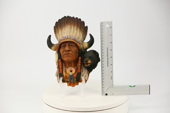 Native American Warrior Wall Sculpture Plaque Bear Claw by Neil J
