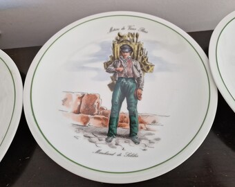 Set of 6 Vintage 'métiers Du Vieux Paris' Porcelain Plates, Berry