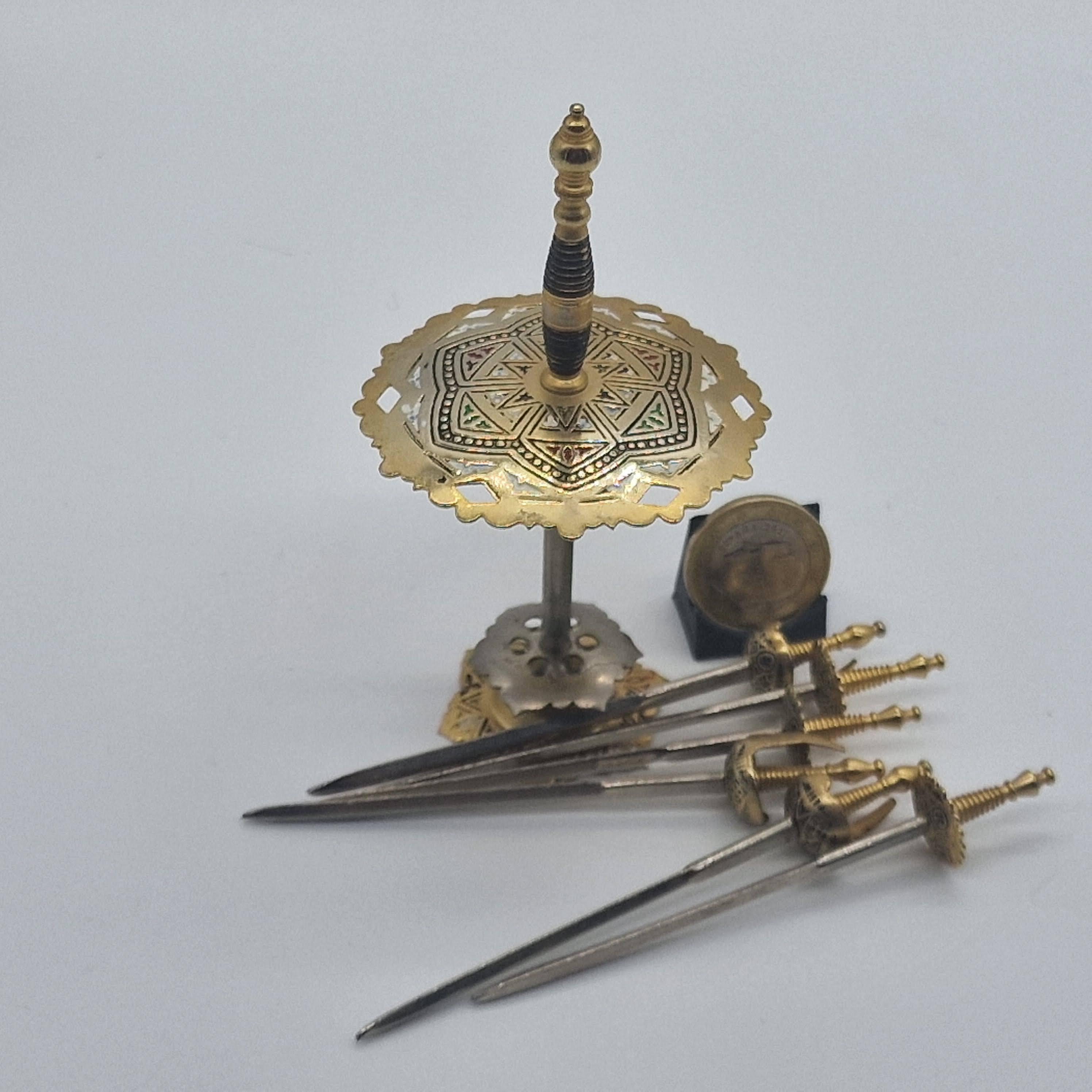 古裂 断片 紗金 羅金 古美術 古道具 アンティーク ヴィンテージ トレド刀ピックセット (8本または6本) エナメル
