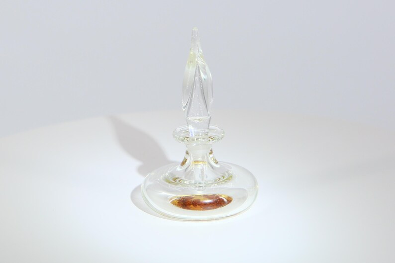 Flacon de Parfum en Verre Vintage, Cristal Soufflé avec Inclusion Botanique, Flacon de Toilette Années 90, Verre de Collection 9cm image 7