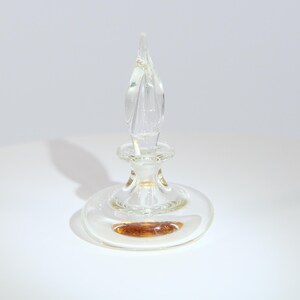 Flacon de Parfum en Verre Vintage, Cristal Soufflé avec Inclusion Botanique, Flacon de Toilette Années 90, Verre de Collection 9cm image 3