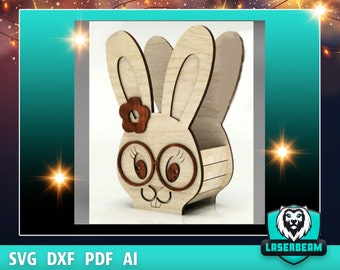Easter 3D Puzzle Lasercut Cut Easter basket for Easter decoration Easter decoration DIY Easter bunny basket Easter nest SVG laser file cutting template