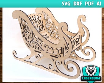 Laser File Christmas Christmas Decoration Sleigh Santa Claus SVG File Christmas File Laser File SVG File Christmas Decoration Santa Clause