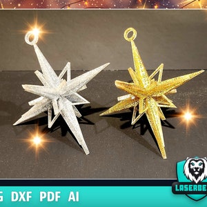 3D Puzzle Star of Bethlehem Lasercut Cut Christmas Ornaments Lamp Night Scene Wooden Window SVG Christmas Moravian Star  Glowforge