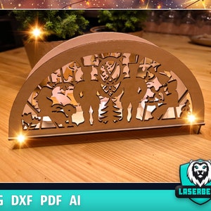 3D Puzzle Lasercut  Cut Christmas Ornaments Lamp Night Scene Wooden Window SVG Schwibbogen Erzgebirge Seiffen