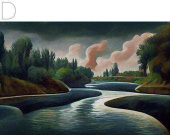 Magic Realism a Modern Art Style, the River, Colorful Decor