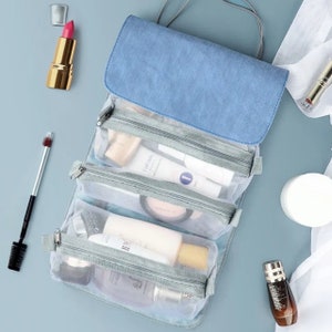 Organizador de maquillaje plegable, bolsa de maquillaje personalizada, bolsa de viaje, bolsa de aseo colgante para mujeres, bolsa de cosméticos de viaje, organizador de maquillaje imagen 2