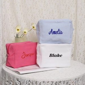 Spa-Tasche | Waffel Kosmetiktasche | Personalisierte Geschenke für Frauen | Waffel Makeup Tasche | Geschenke für Sie | Brautjungfer Geschenke | KOSTENLOSE Personalisierung