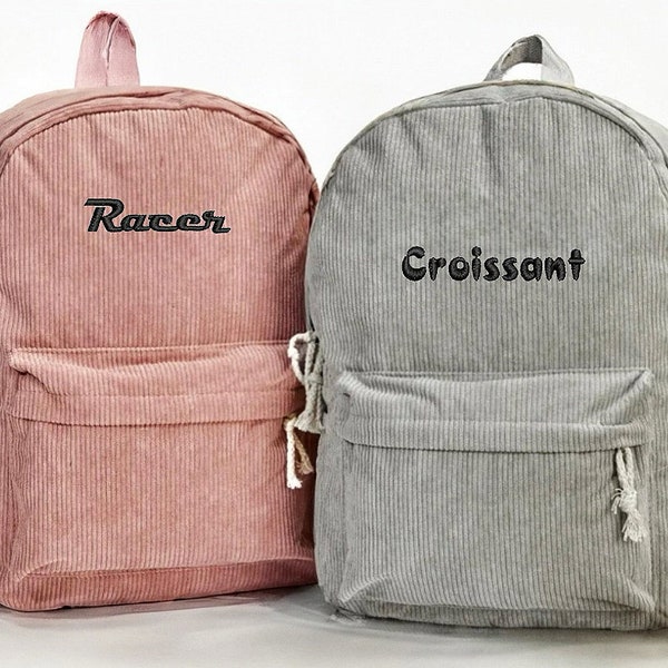 Personalized embroidered kids backpack, kids backpack personalized, custom name backpack, embroidered backpack adult, Corduroy Backpack kids