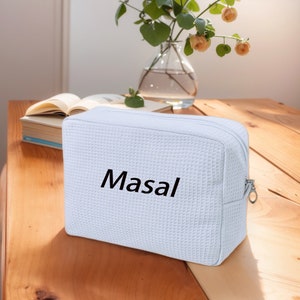 Spa-Tasche | Waffel Kosmetiktasche | Personalisierte Geschenke für Frauen | Waffel Makeup Tasche | Geschenke für Sie | Brautjungfer Geschenke | KOSTENLOSE Personalisierung