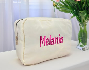 Gepersonaliseerde make-up tas, toilettas, bruidsmeisje voorstel, gepersonaliseerde clutch, gepersonaliseerde make-up tas, cosmetische tas zakje, bruidsmeisje