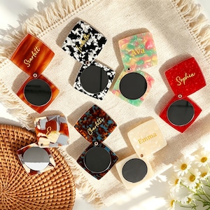 Gepersonaliseerde naam vierkante haarclip, aangepaste schildpad acetaat haarspeldje, bruidsmeisje cadeau, handgemaakt haaraccessoire voor vrouwen