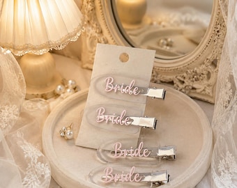 Clear Bride Hair Clips, Non-Slip Seamless Bangs Clips, Wedding Bridesmaid Gifts & Party Favors
