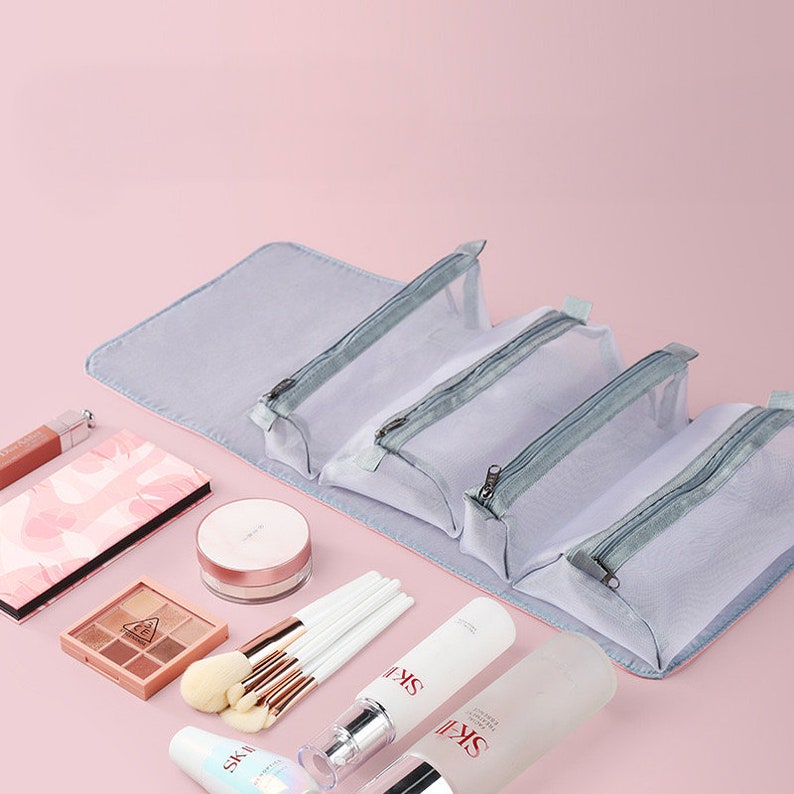 Organizador de maquillaje plegable, bolsa de maquillaje personalizada, bolsa de viaje, bolsa de aseo colgante para mujeres, bolsa de cosméticos de viaje, organizador de maquillaje imagen 4