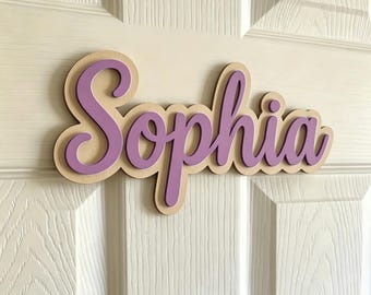 Custom Personalized Door Name Sign, Wooden & Acrylic Wall Decor for Nursery, Bedroom, Apartment