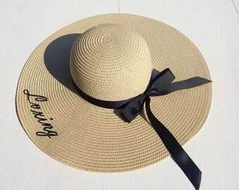 Chapeaux de plage souples personnalisés, cadeau de future mariée, chapeau personnalisé, chapeau de plage de Mme, cadeau de demoiselle d'honneur, cadeau de fête de mariage