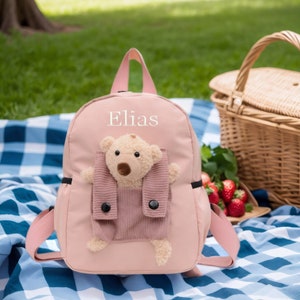 Sac à dos personnalisé pour enfant avec nom, sac à dos ours en peluche, premier sac d'école pour tout-petit, sac à dos pour la maternelle, cadeau pour enfant