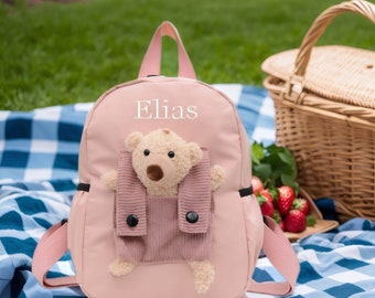 Personalised Children's Backpack with Name, Teddy Bear Backpack, First School Bag for Toddler, Kindergarten Backpack, Children's Gift