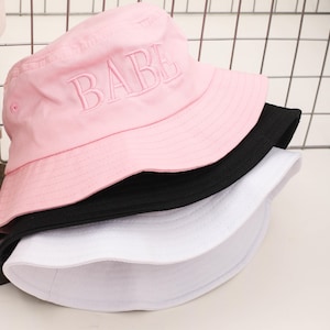 Customized Embroidered Bucket Hat Custom Text Embroidery Bucket Hat Customized Summer Hat Personalized Text Logo Design Vintage Bucket Hat