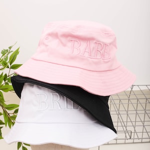 Customized Embroidered Bucket Hat Custom Text Embroidery Bucket Hat Customized Summer Hat Personalized Text Logo Design Vintage Bucket Hat