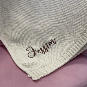 Baby Blanket, Baby gift, Newborn gift, Personalized Name, Stroller Blanket, Newborn Baby Gift, Soft Breathable Cotton Knit, baby shower Gift zdjęcie 7