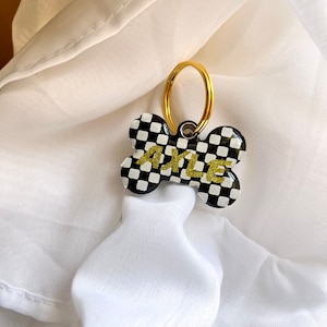 Checkered custom dog tag
