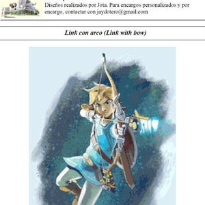 Link (The Legend of Zelda Breath of the Wild/Tears of the Kingdom) Cross Stitch Pattern/Scheme (DMC)