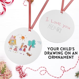 Kids Drawing Christmas Ornament, Ornament Made With Your Child's Artwork, Memory Ornament, Kids Artwork, Personalized, childs Handwriting