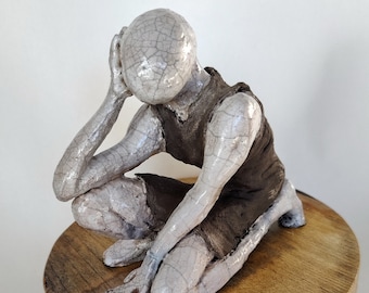 Ceramic handmade raku sculpture