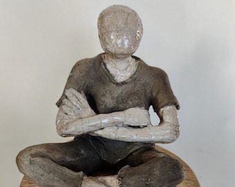 Ceramic handmade sculpture - raku fired