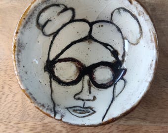 Handmade Ceramic Illustration Trinket Dish