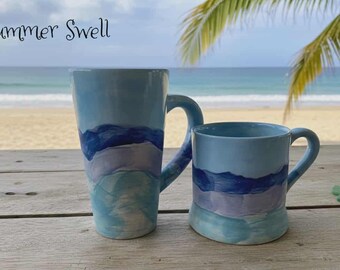 Unique ocean inspired ceramic mugs