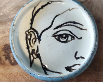 Handmade Ceramic Face Trinket Dish