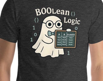 ハロウィンゴーストプログラマーTシャツ｜ブール論理コーディングTシャツ｜面白い開発者ギフト｜オタクハロウィンコスチューム｜プログラミングユーモアシャツ