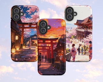 Anime Japan Kyoto Phone Case | Cherry Blossom, Torii Gate , Temple Designs | Kawaii Aesthetic |Compatible with iPhone® and Samsung®