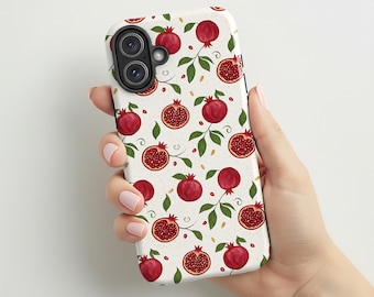 Lucky Pomegranate Phone Case| Symbol of Fertility Abundance Good Fortune Gift | Red Fruit Pattern |Compatible with iPhone® and Samsung®